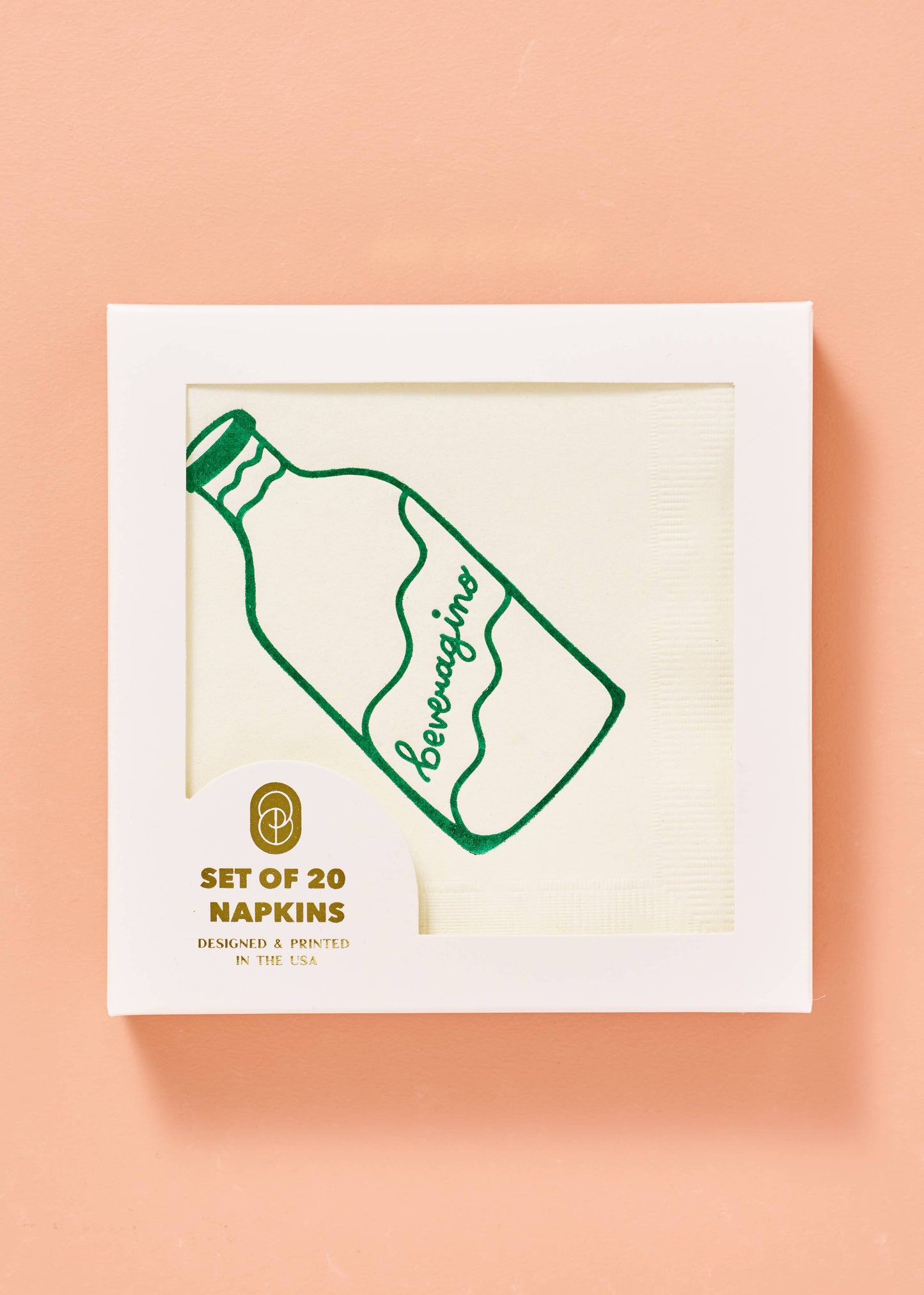 Beveragino Green and White Cocktail Paper Beverage Napkins -