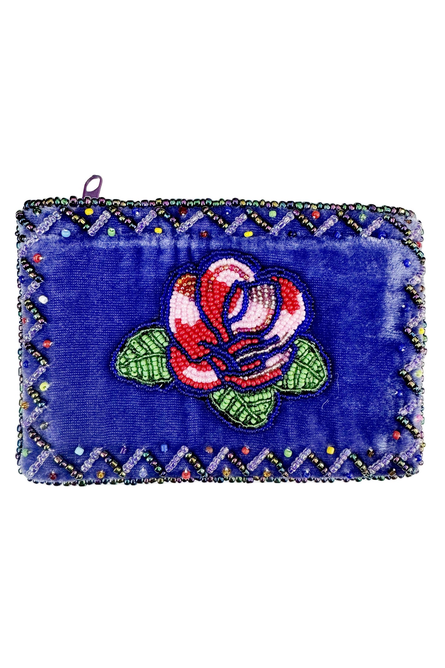 Rose Pattern Rectangle Velvet Coin Purse