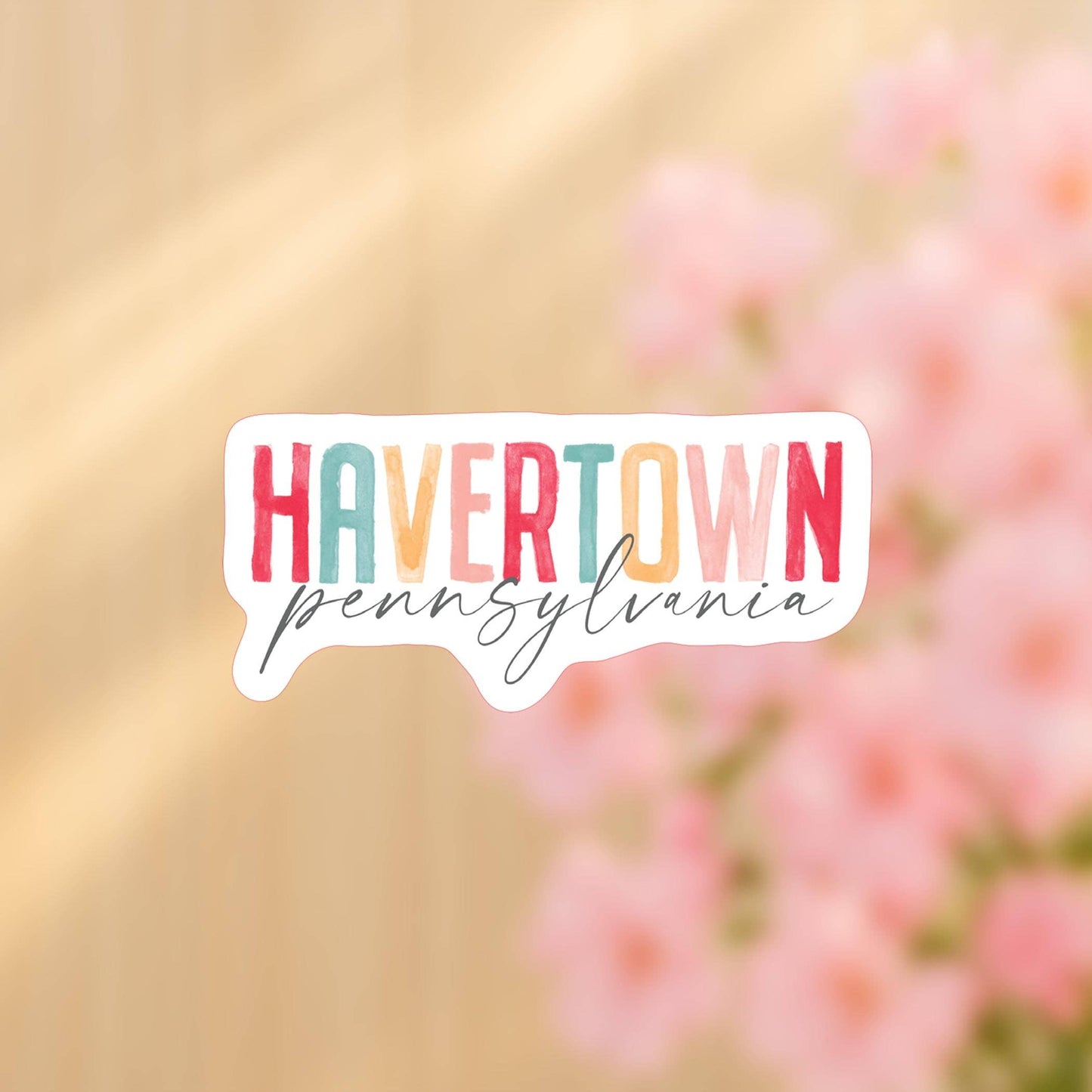 Vinyl Sticker-Watercolor City Havertown Pennsylvania