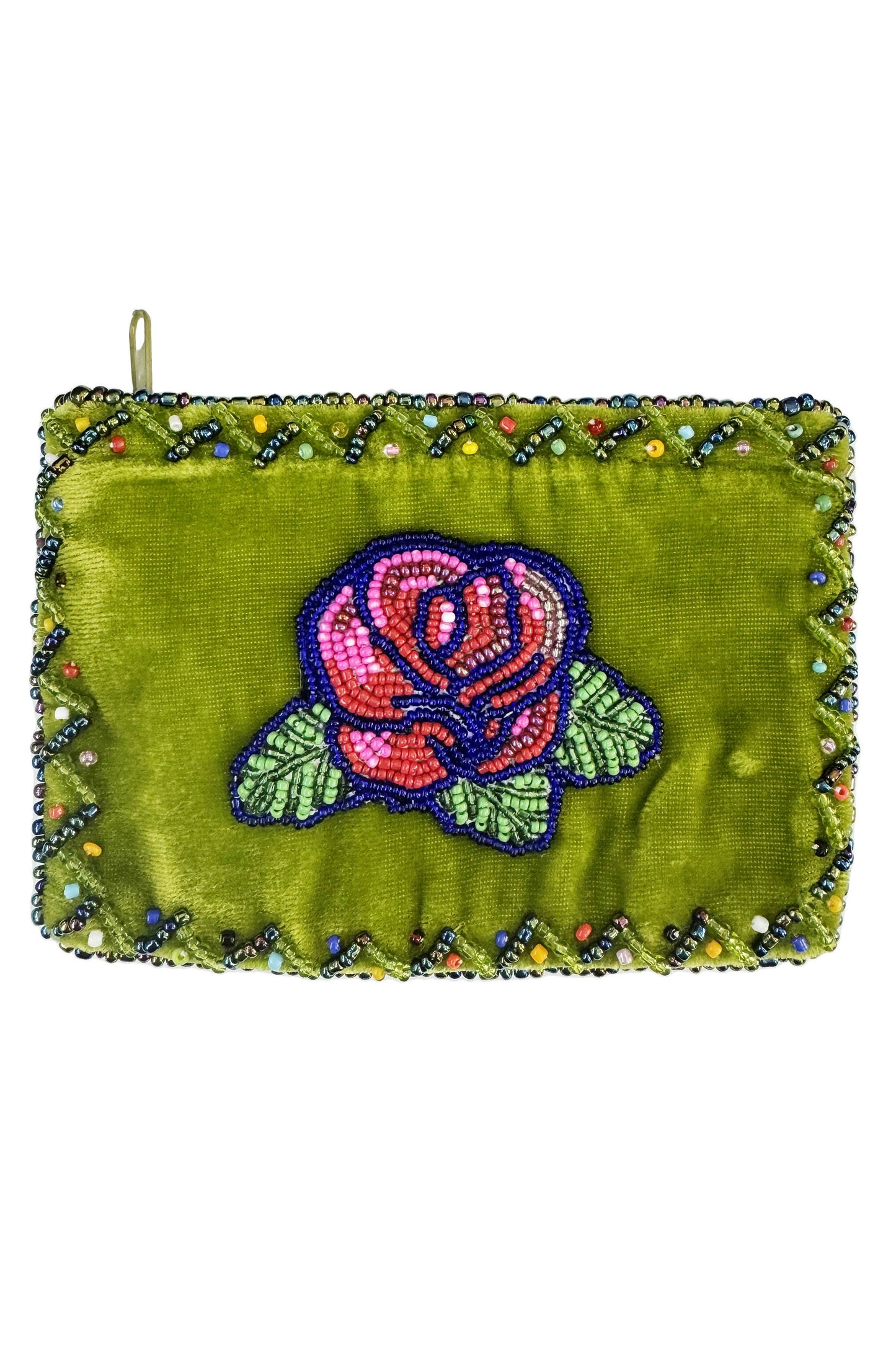 Rose Pattern Rectangle Velvet Coin Purse