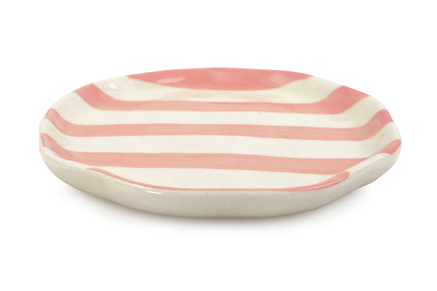 Ceramic Pink stripe plate, 6.3 x 6.3 Inches