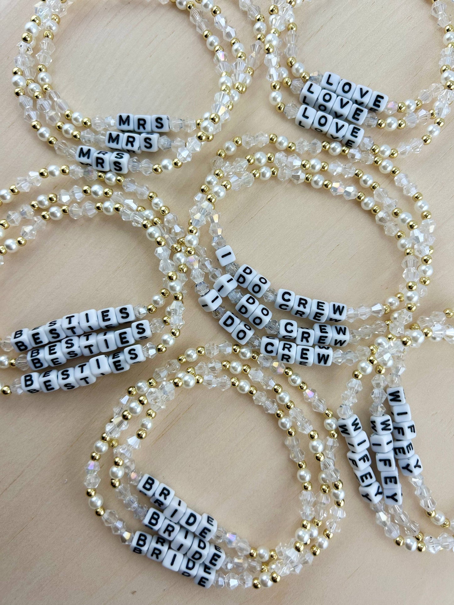 Word Letter Bracelet Beaded Stretchy Pearl