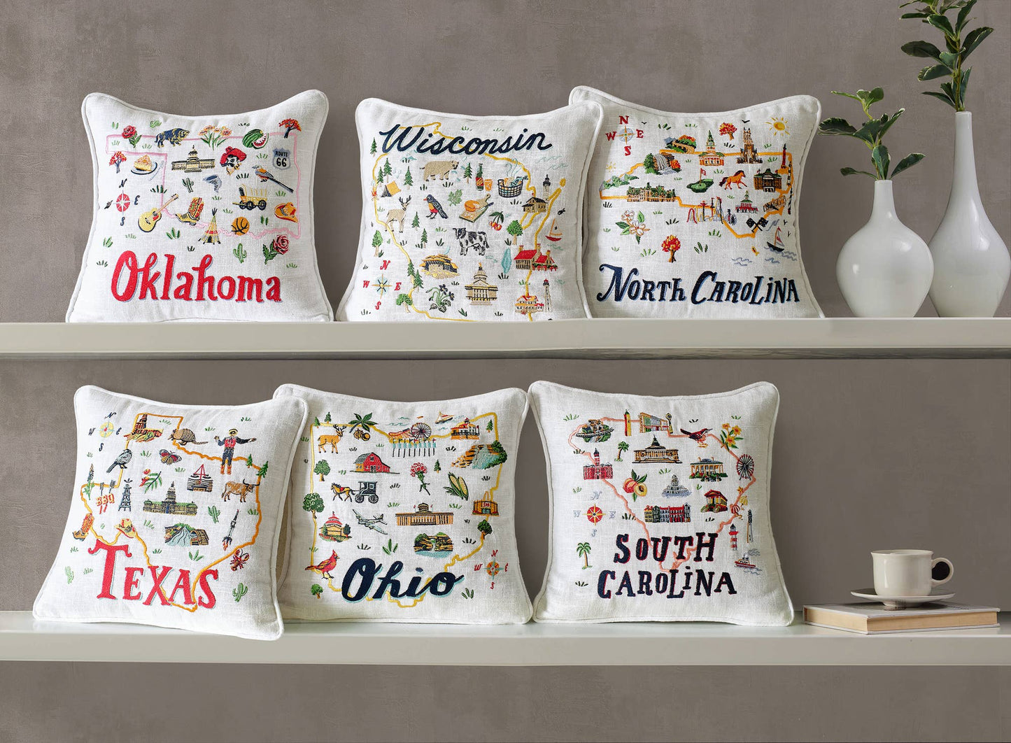 Pennsylvania Embroidered Pillow - Angela Staehling