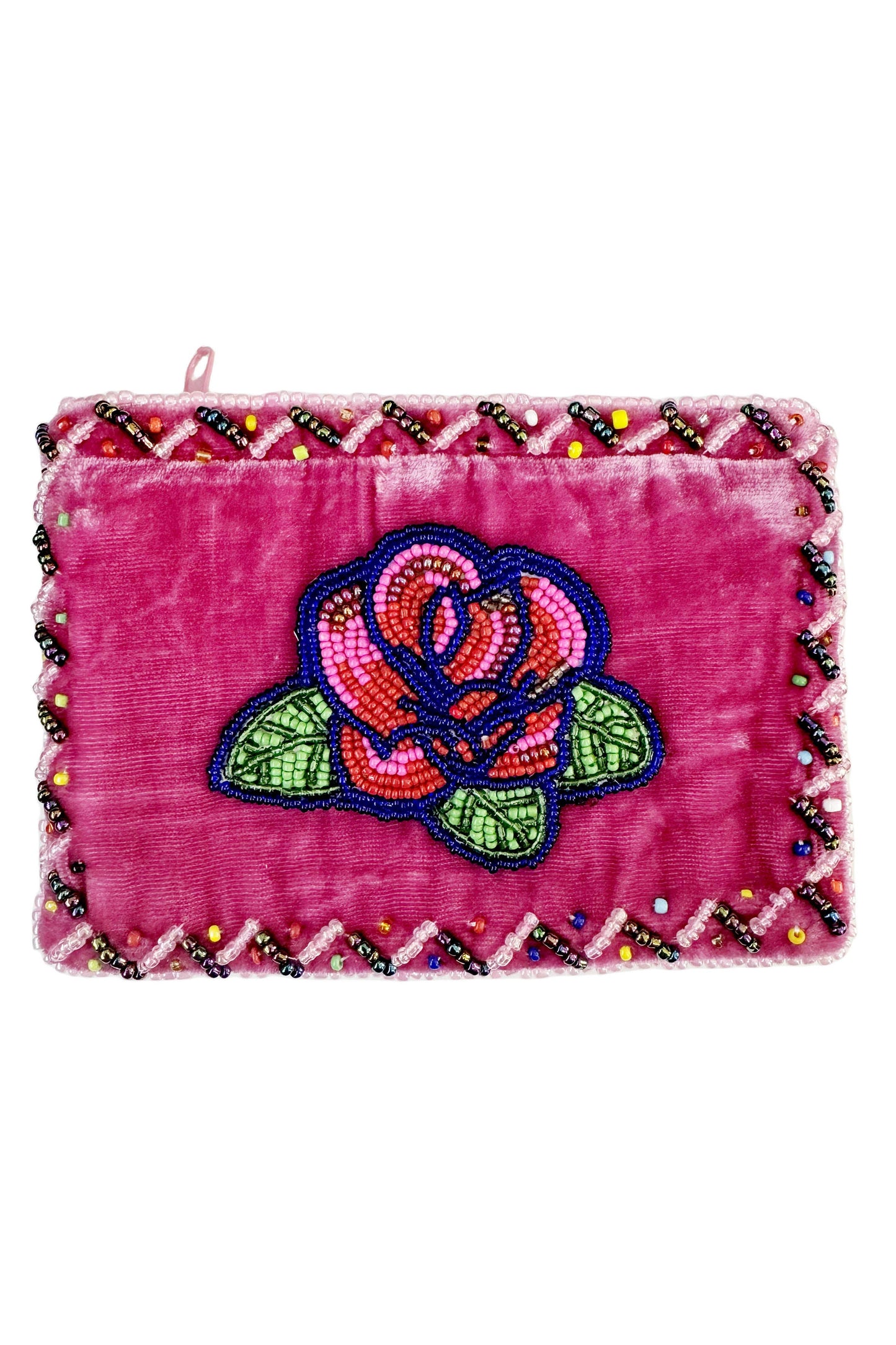Rose Pattern Rectangle Velvet Coin Purse