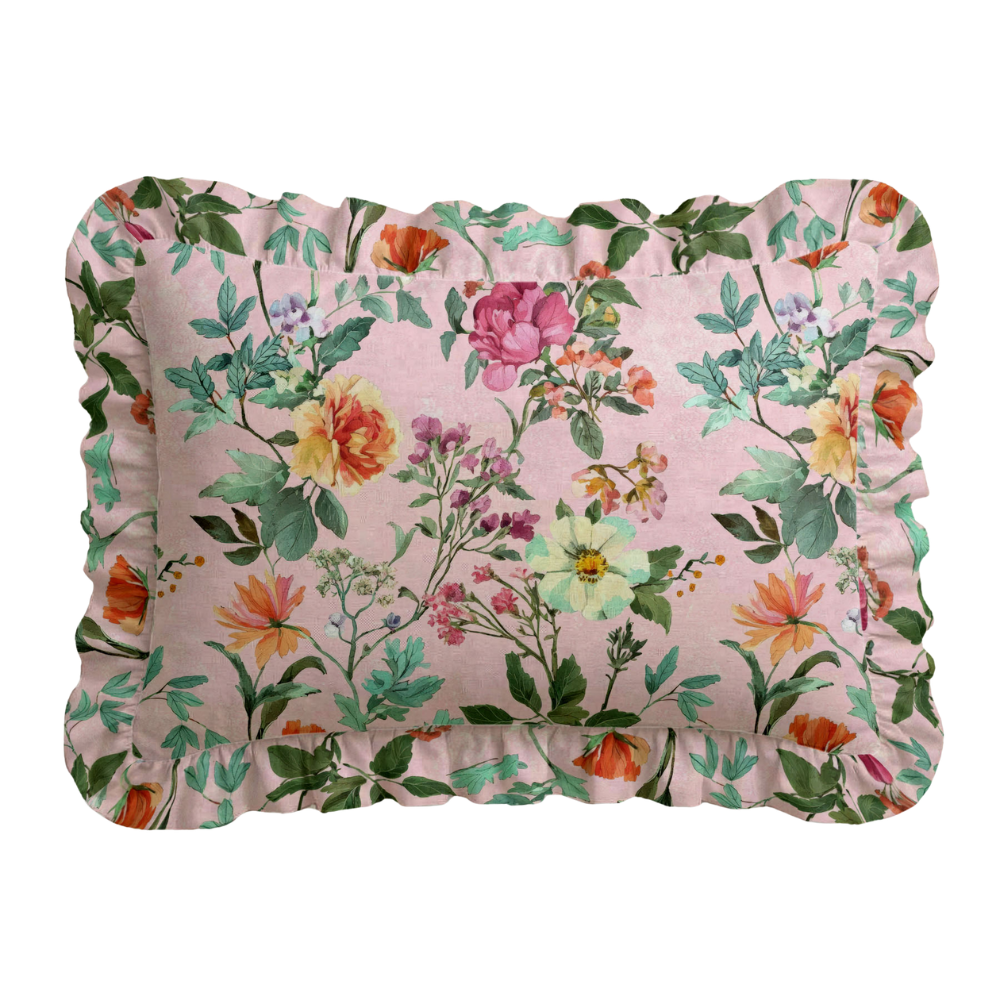 Place Ruffled Embroidered Pillow