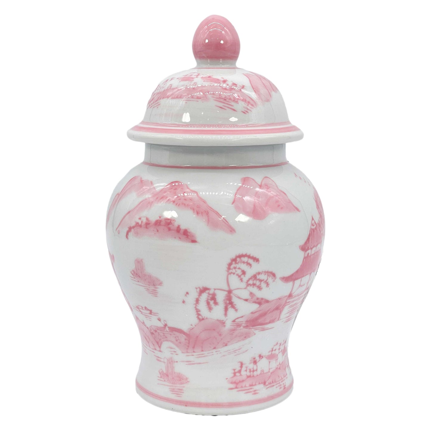 Small Chinoiserie Ceramic Decorative Tea & Ginger Jar 8"