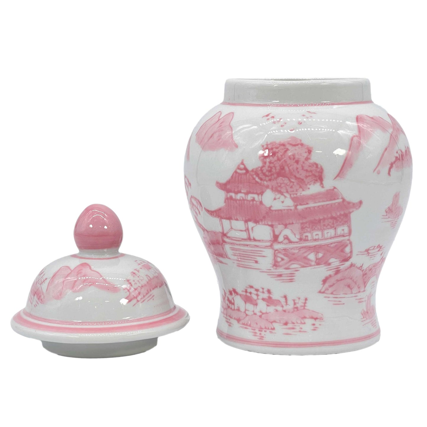 Small Chinoiserie Ceramic Decorative Tea & Ginger Jar 8"