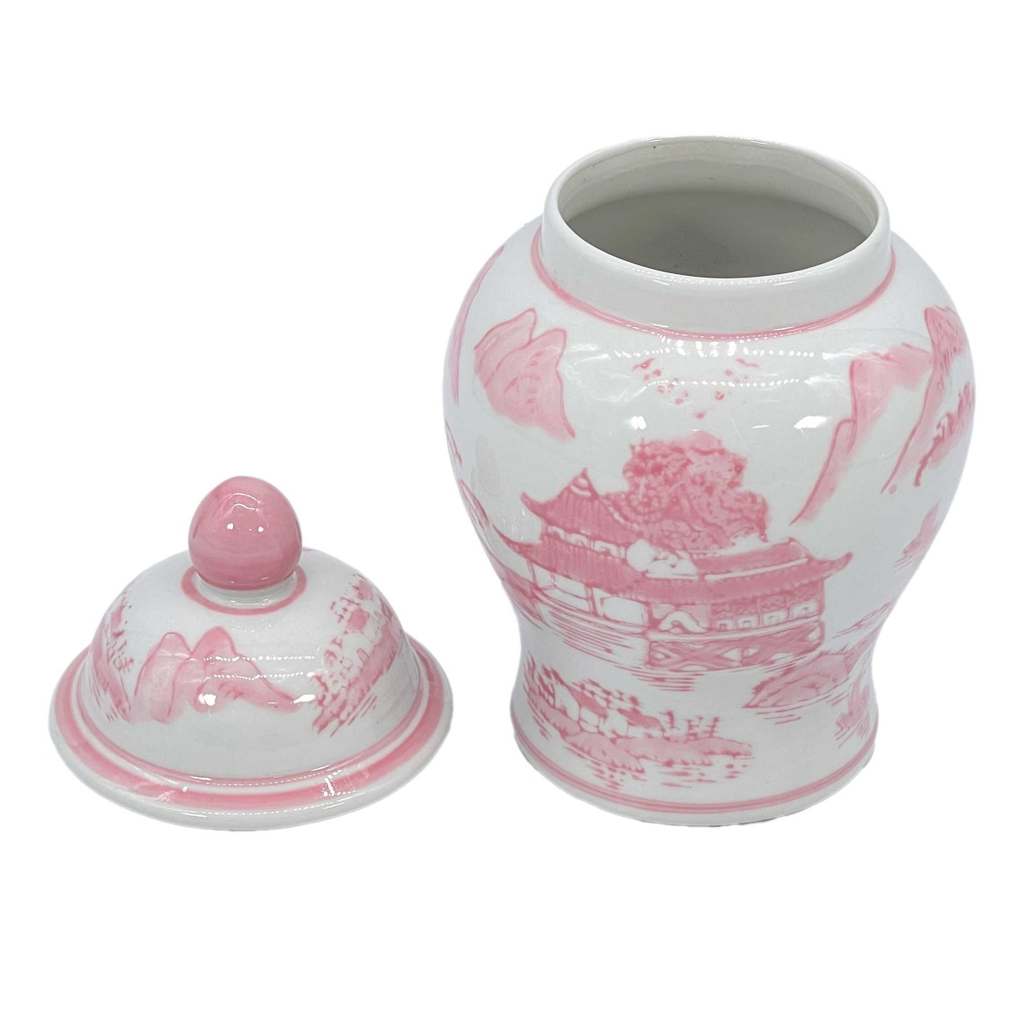 Small Chinoiserie Ceramic Decorative Tea & Ginger Jar 8"