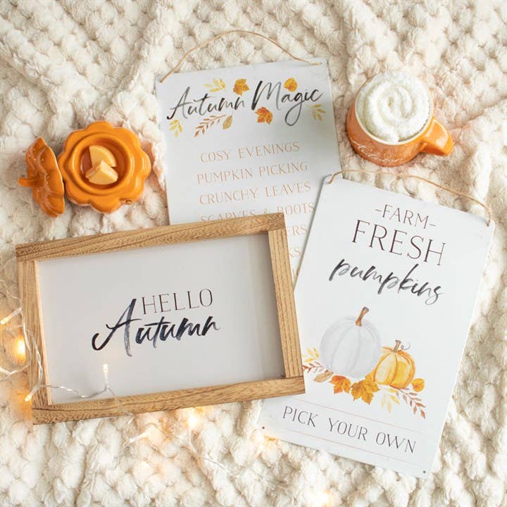 Hello Autumn Fall Wooden Frame Sign