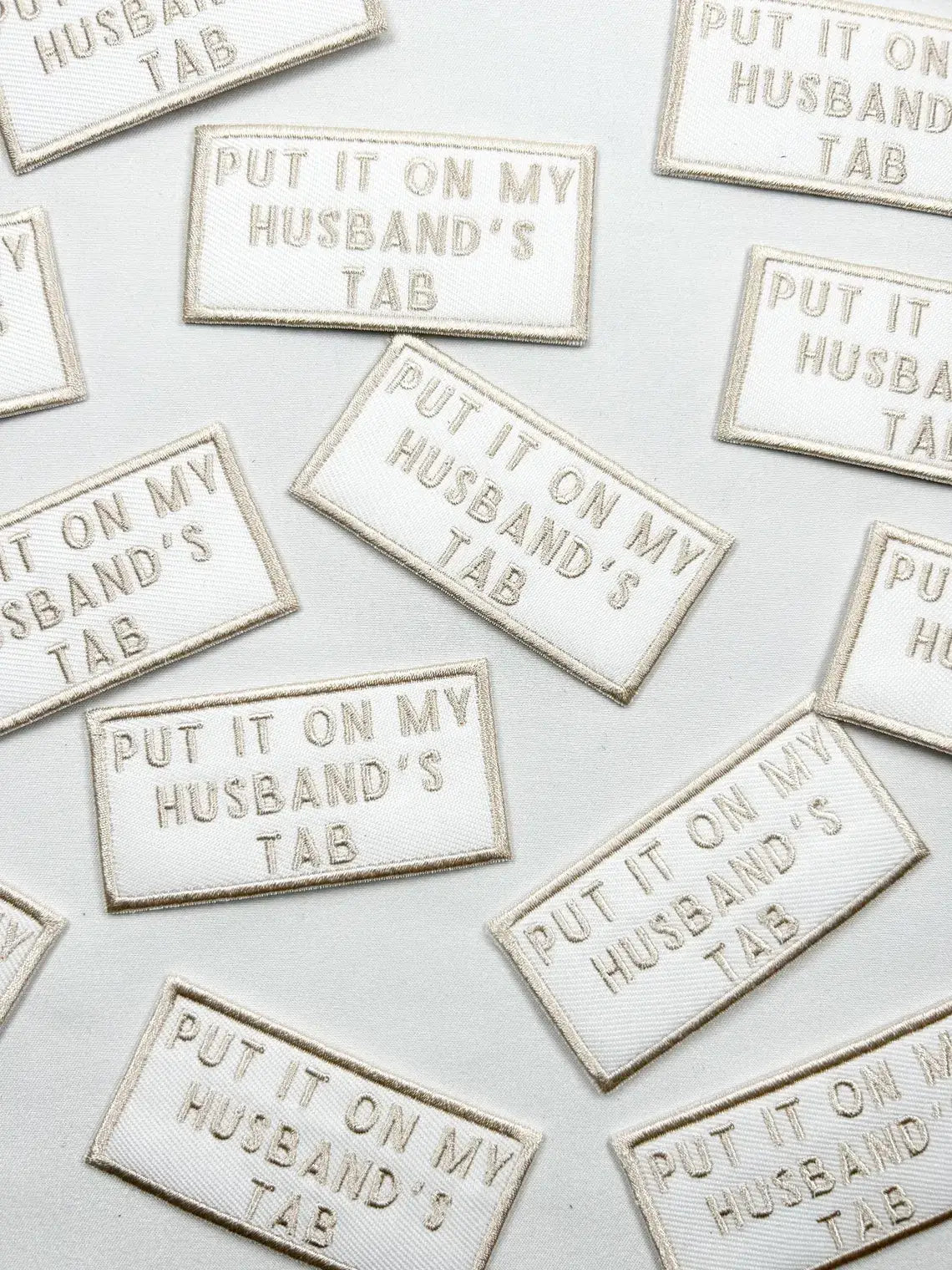 Put It On My Husband's Tab Iron-On Patch Bachelorette Party