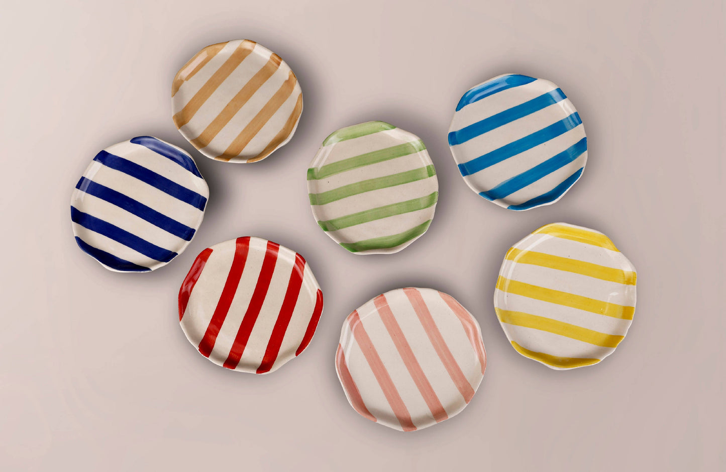 Ceramic Blue stripe plate, 6.3 X 6.3 Inches