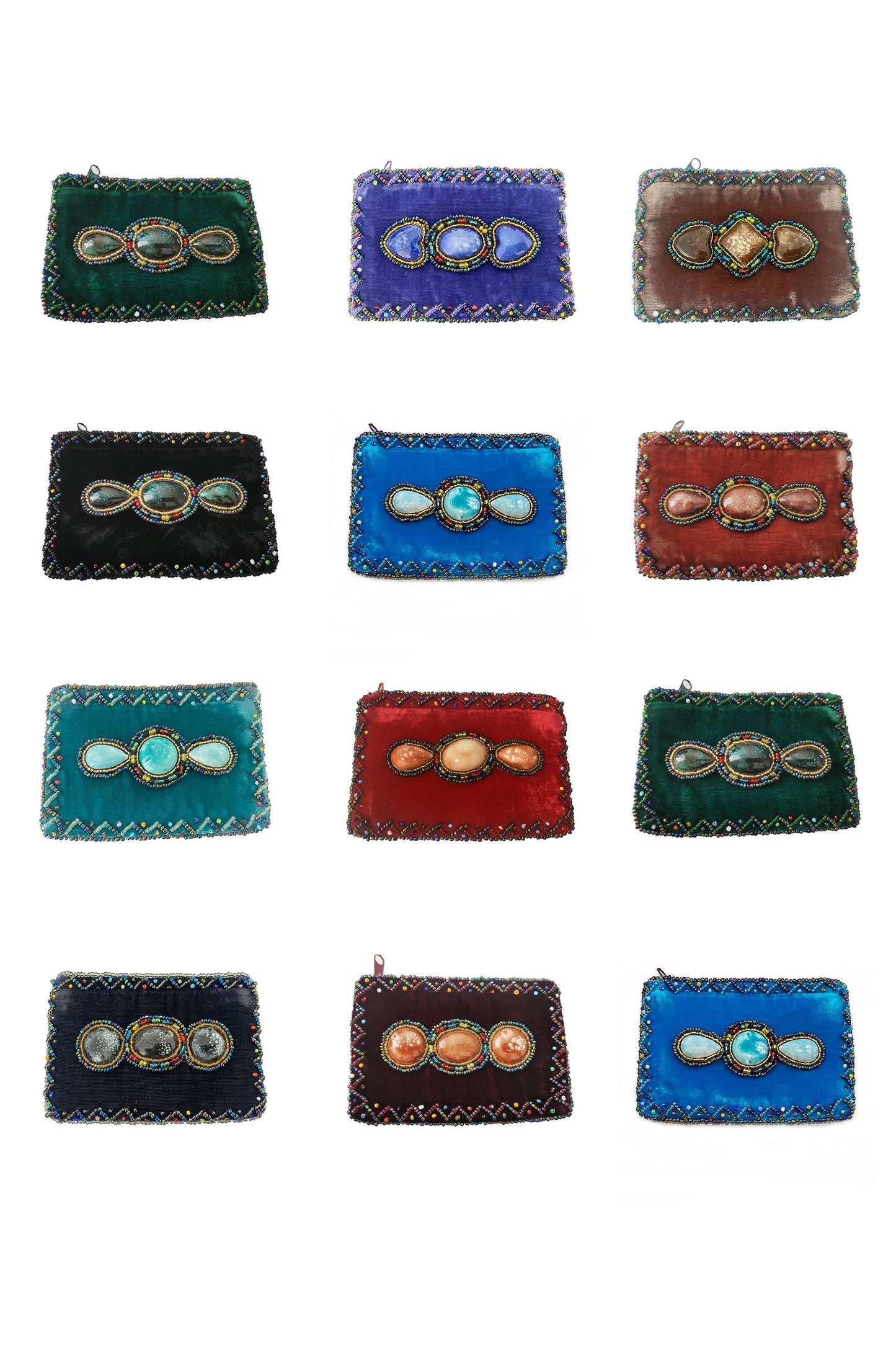 Gem Rectangle Velvet Coin Purse