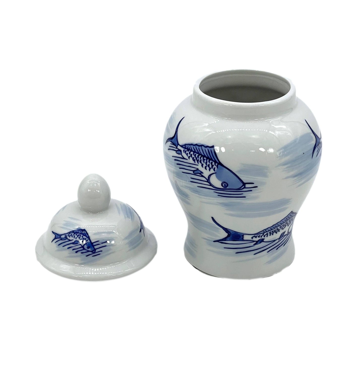 Small Chinoiserie Ceramic Decorative Tea & Ginger Jar 8"