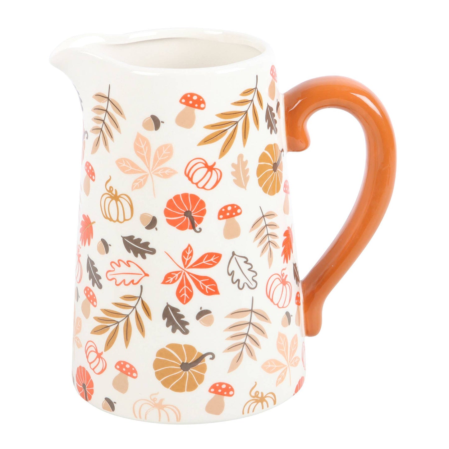 Autumn Leaves and Pumpkin Ceramic Fall Flower Jug