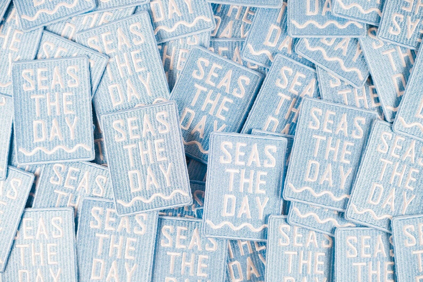 Seas The Day Embroidered Iron-On Patch Beach Nautical Coast