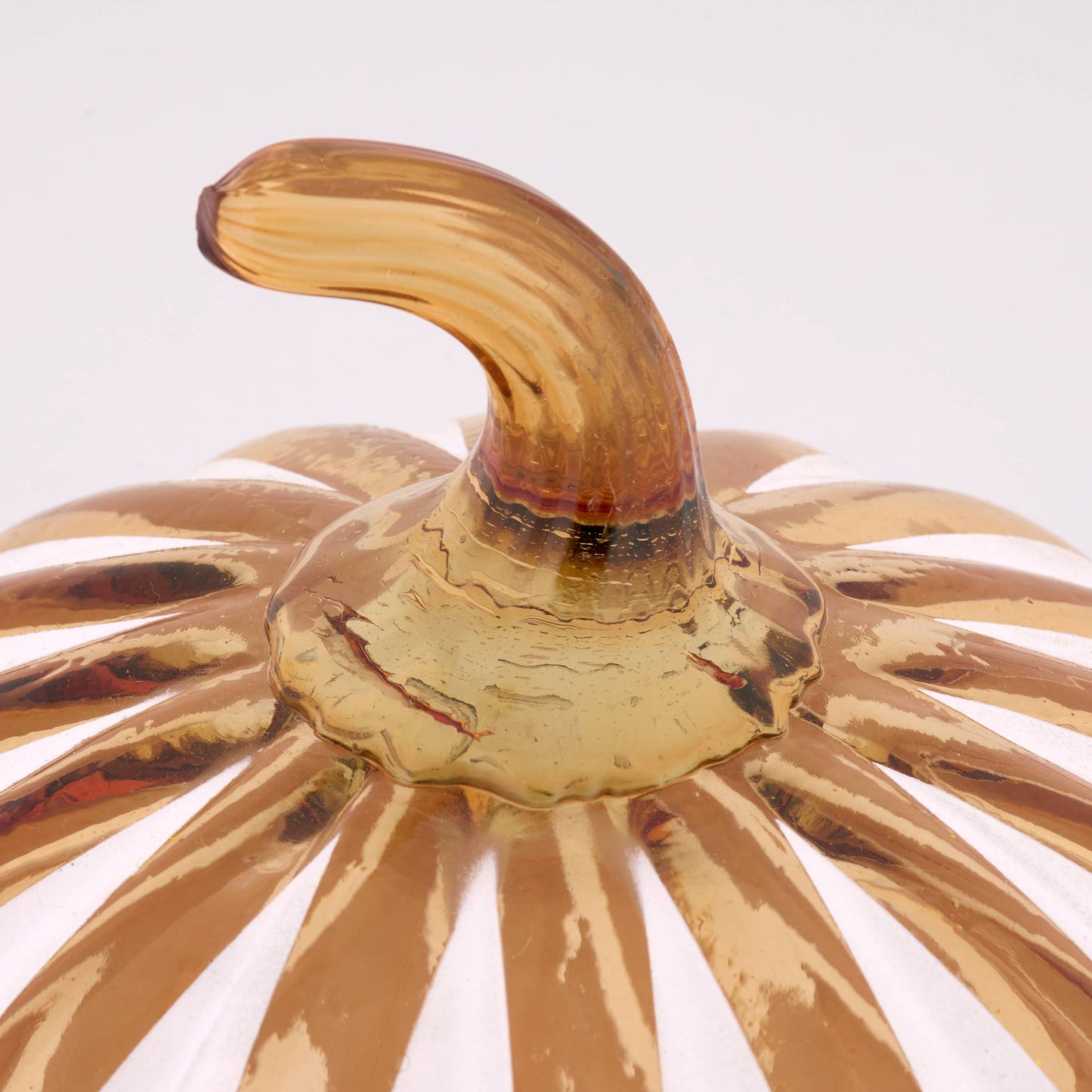 Glass Amber Stripe Pumpkin