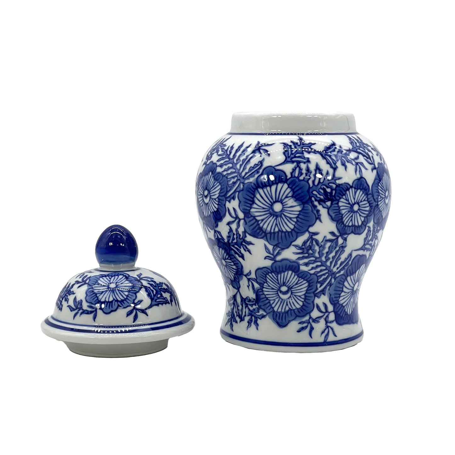 Small Chinoiserie Ceramic Decorative Tea & Ginger Jar 8"