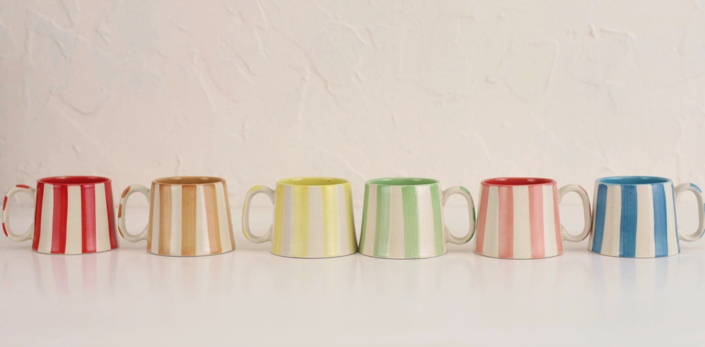Ceramic Stripe Coffee cup- Dark Blue 220ml