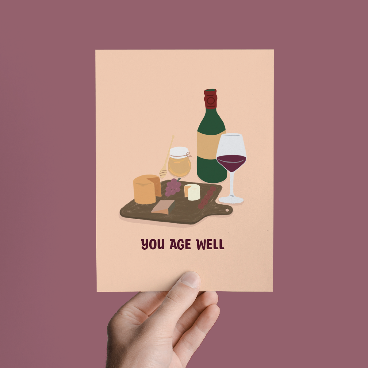 You Age Well Wine Cheese Charcuterie Birthday Greeting Card
