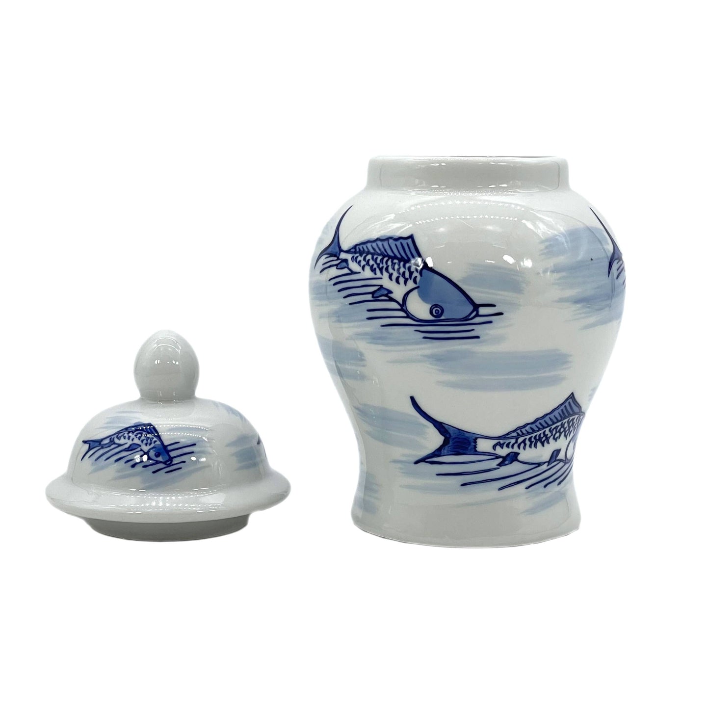 Small Chinoiserie Ceramic Decorative Tea & Ginger Jar 8"