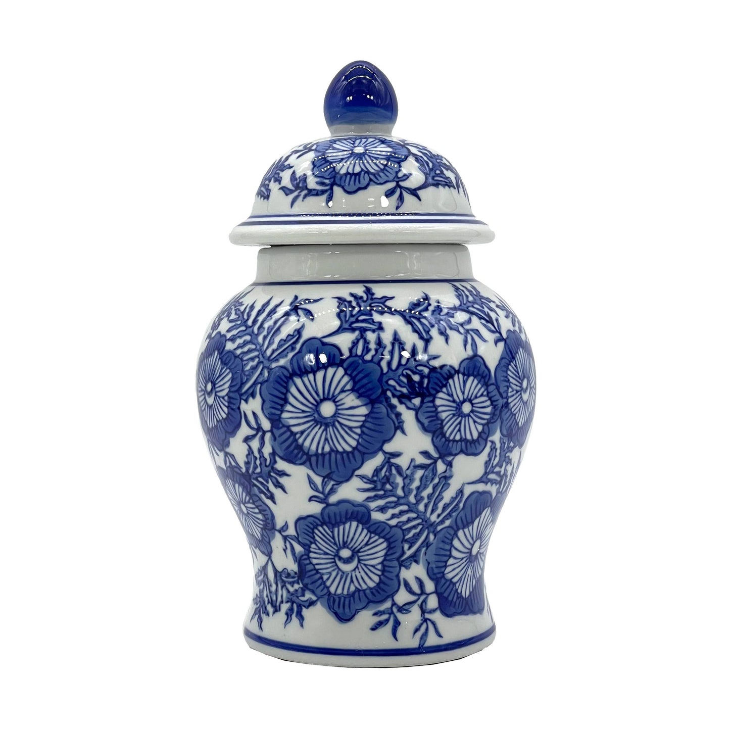 Small Chinoiserie Ceramic Decorative Tea & Ginger Jar 8"