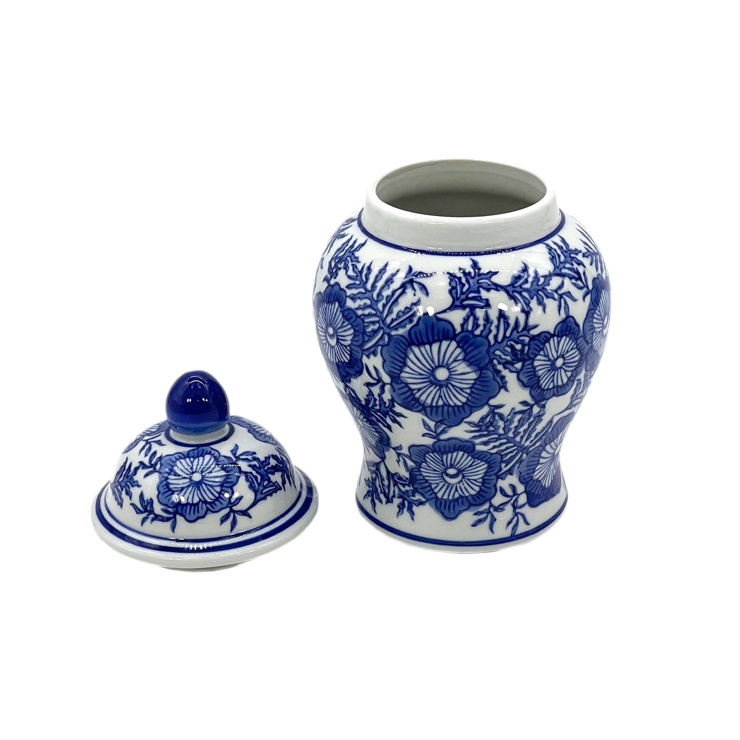 Small Chinoiserie Ceramic Decorative Tea & Ginger Jar 8"