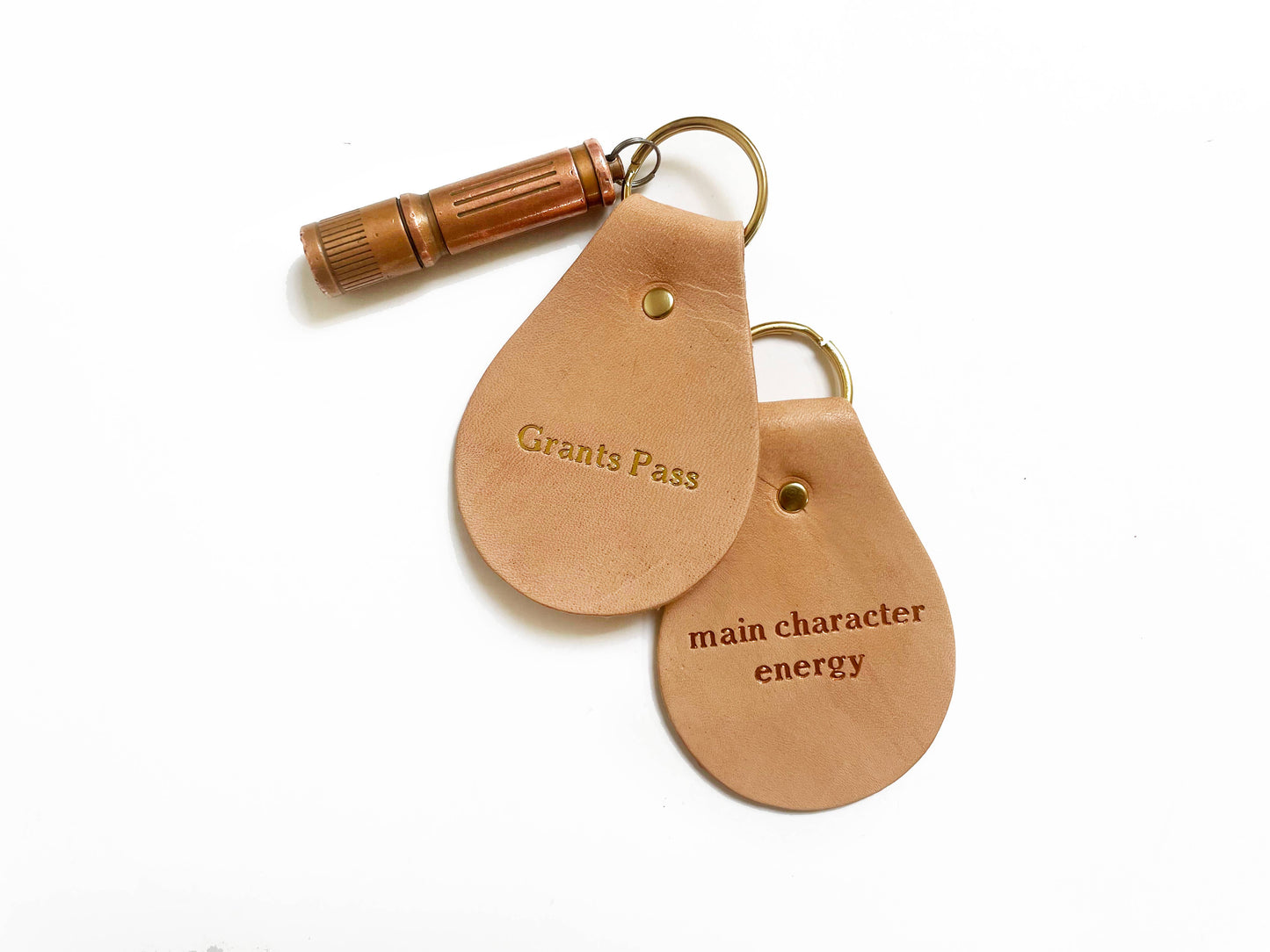 Foil Embossed Discoverie Goods Co. Leather Keychain