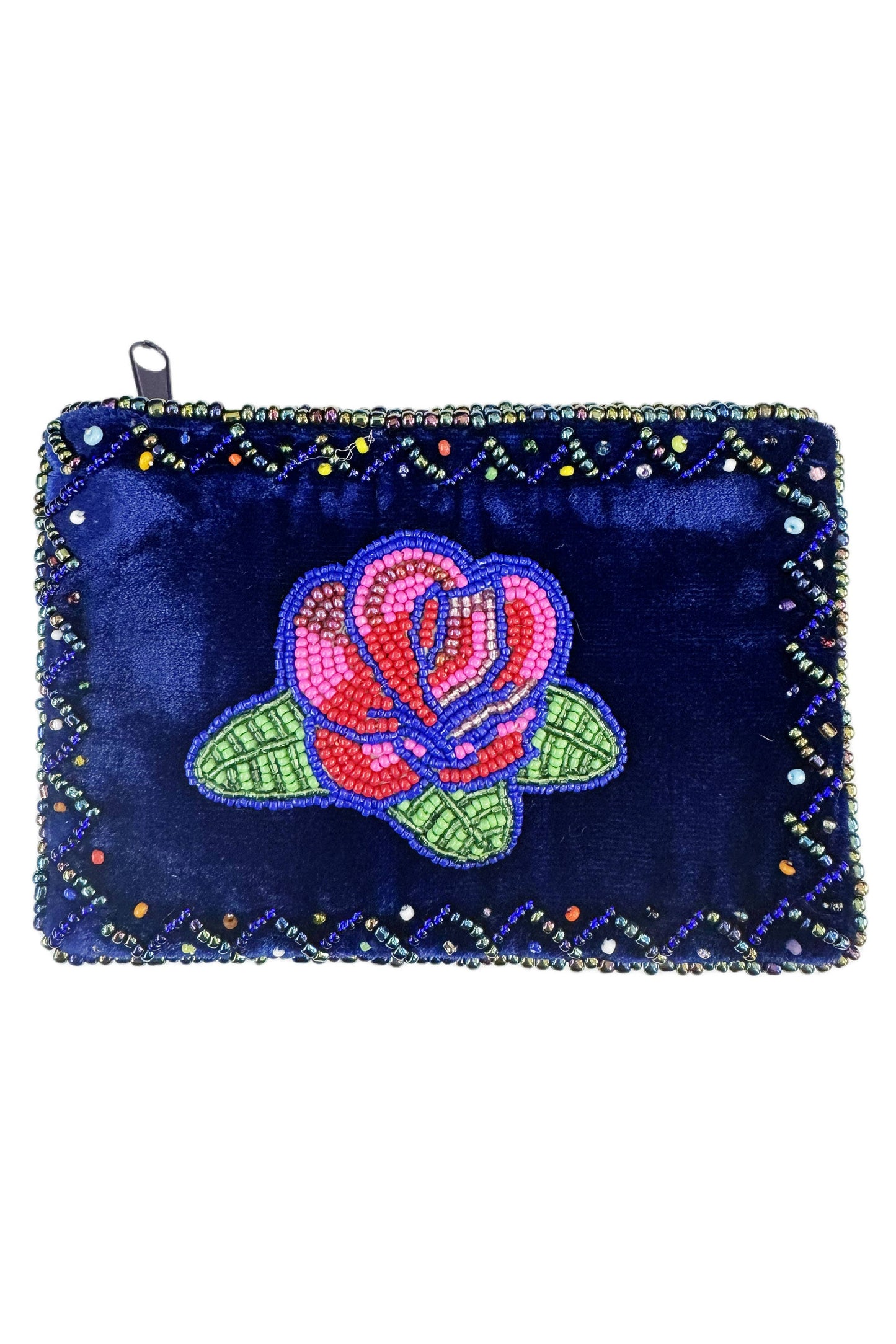 Rose Pattern Rectangle Velvet Coin Purse