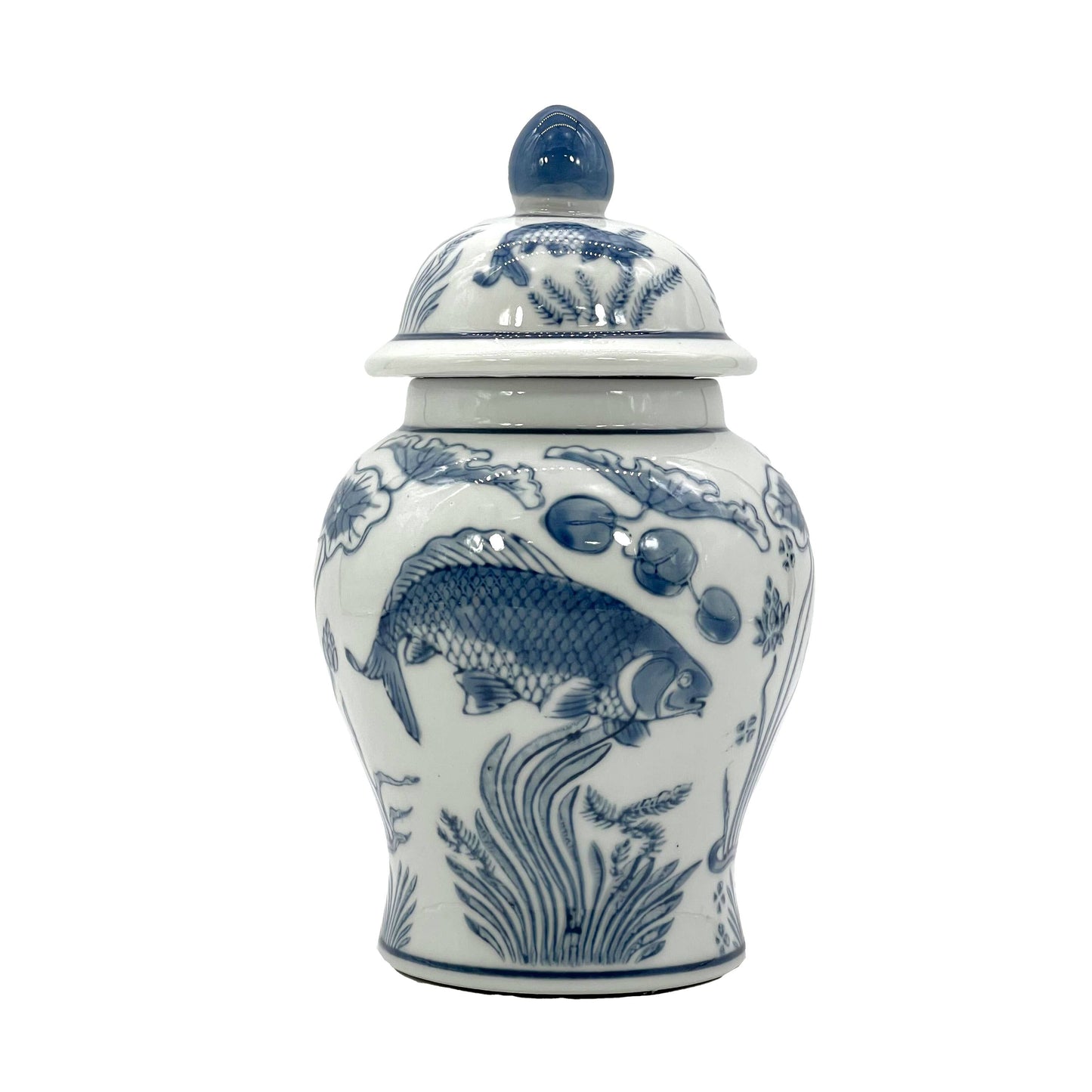 Small Chinoiserie Ceramic Decorative Tea & Ginger Jar 8"