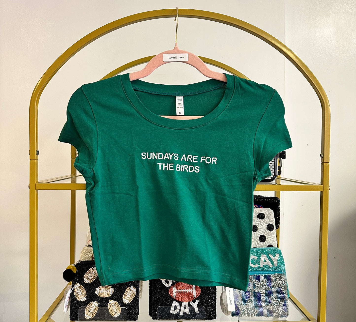 Sundays Are For The Birds Embroidered Cropped Tee