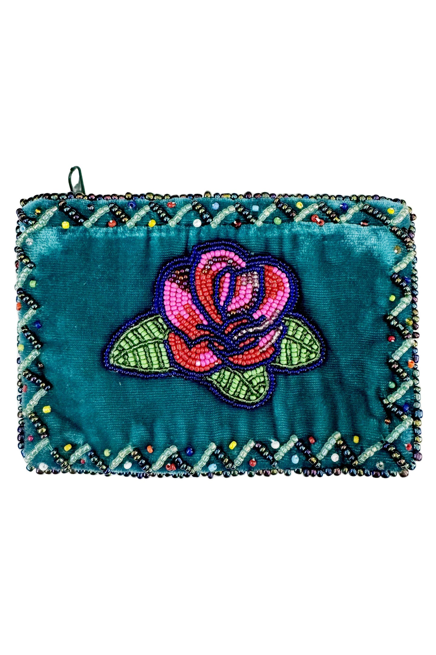 Rose Pattern Rectangle Velvet Coin Purse