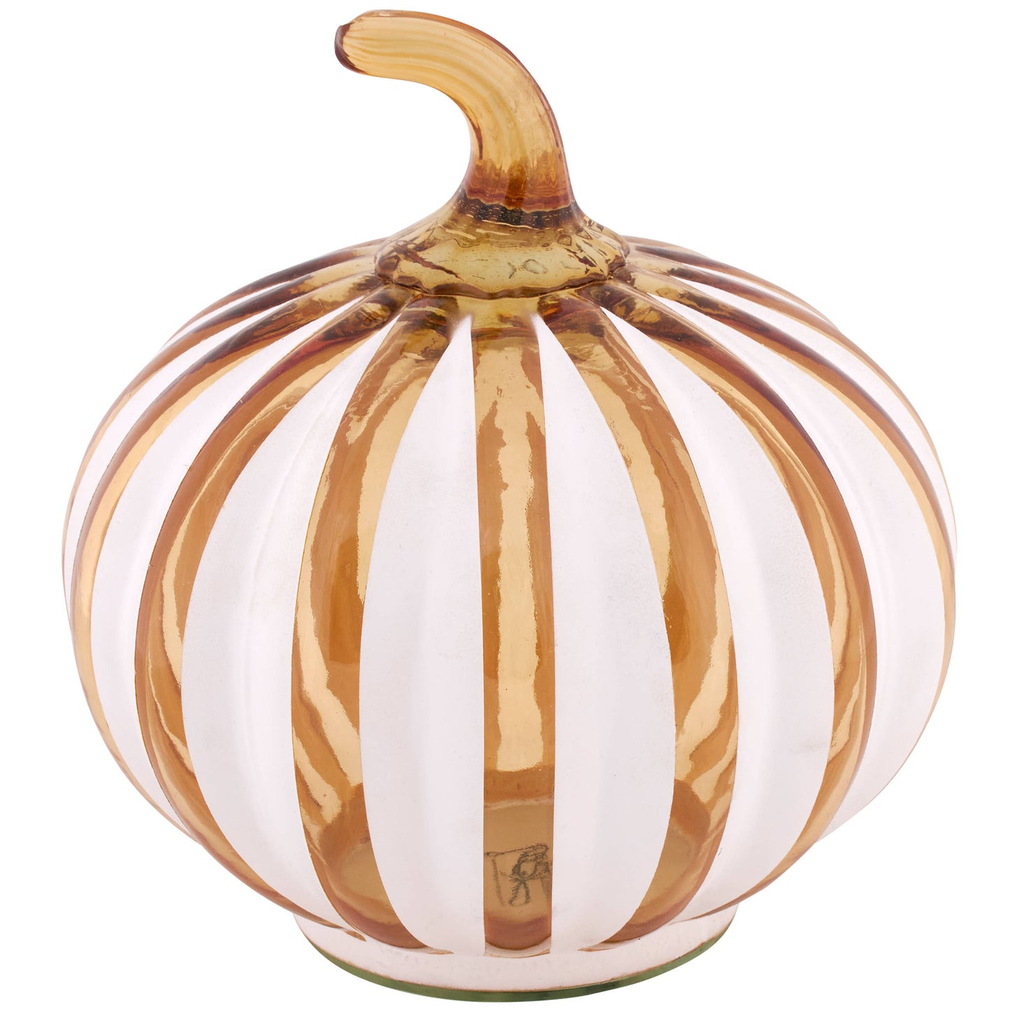 Glass Amber Stripe Pumpkin