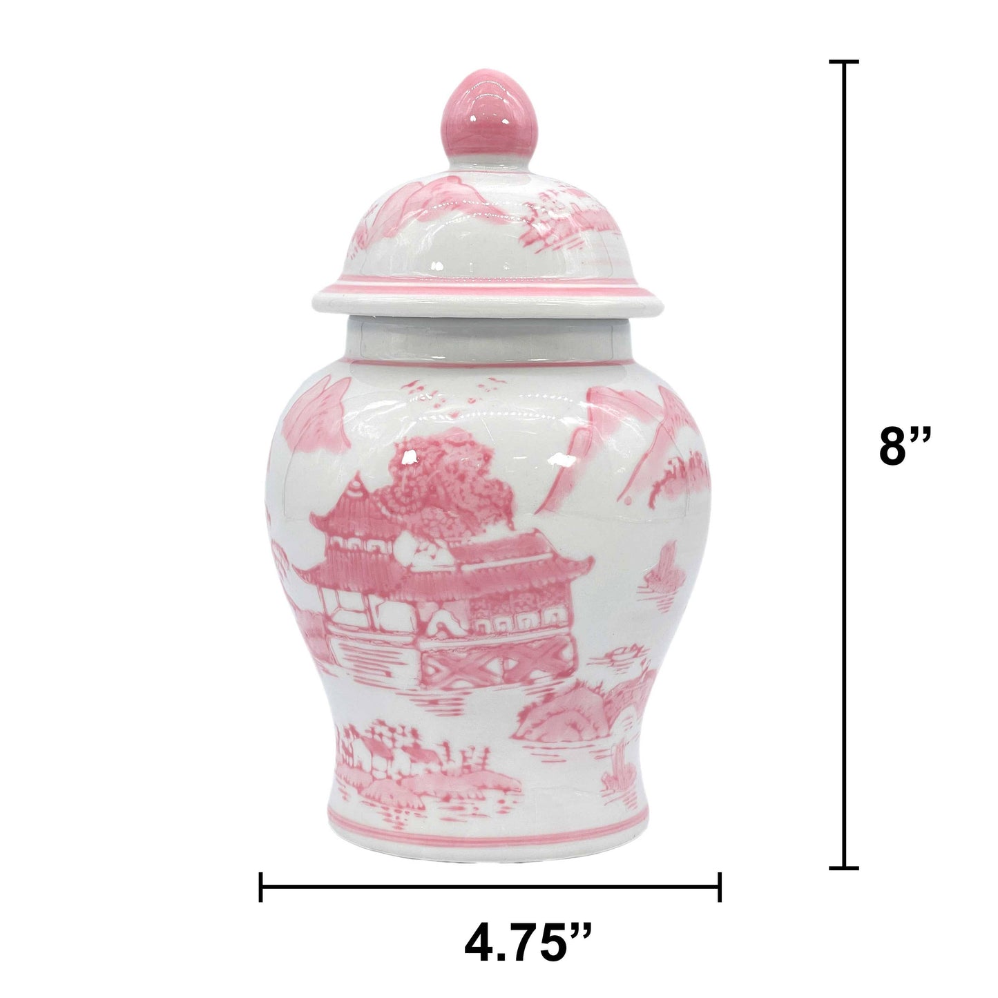 Small Chinoiserie Ceramic Decorative Tea & Ginger Jar 8"