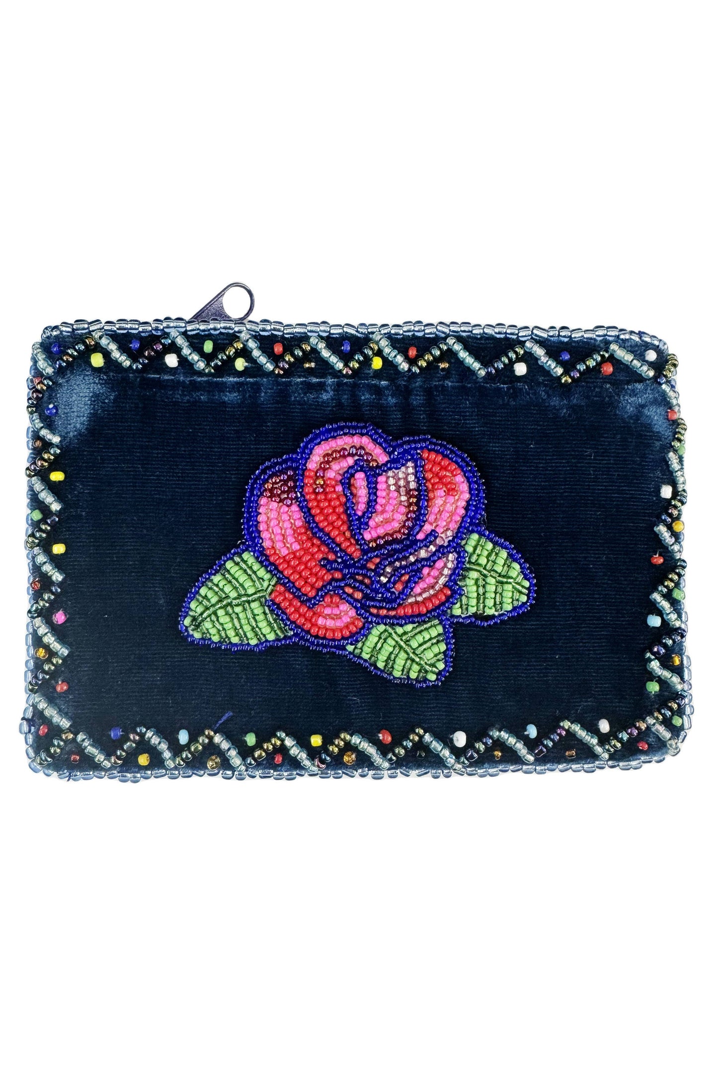 Rose Pattern Rectangle Velvet Coin Purse