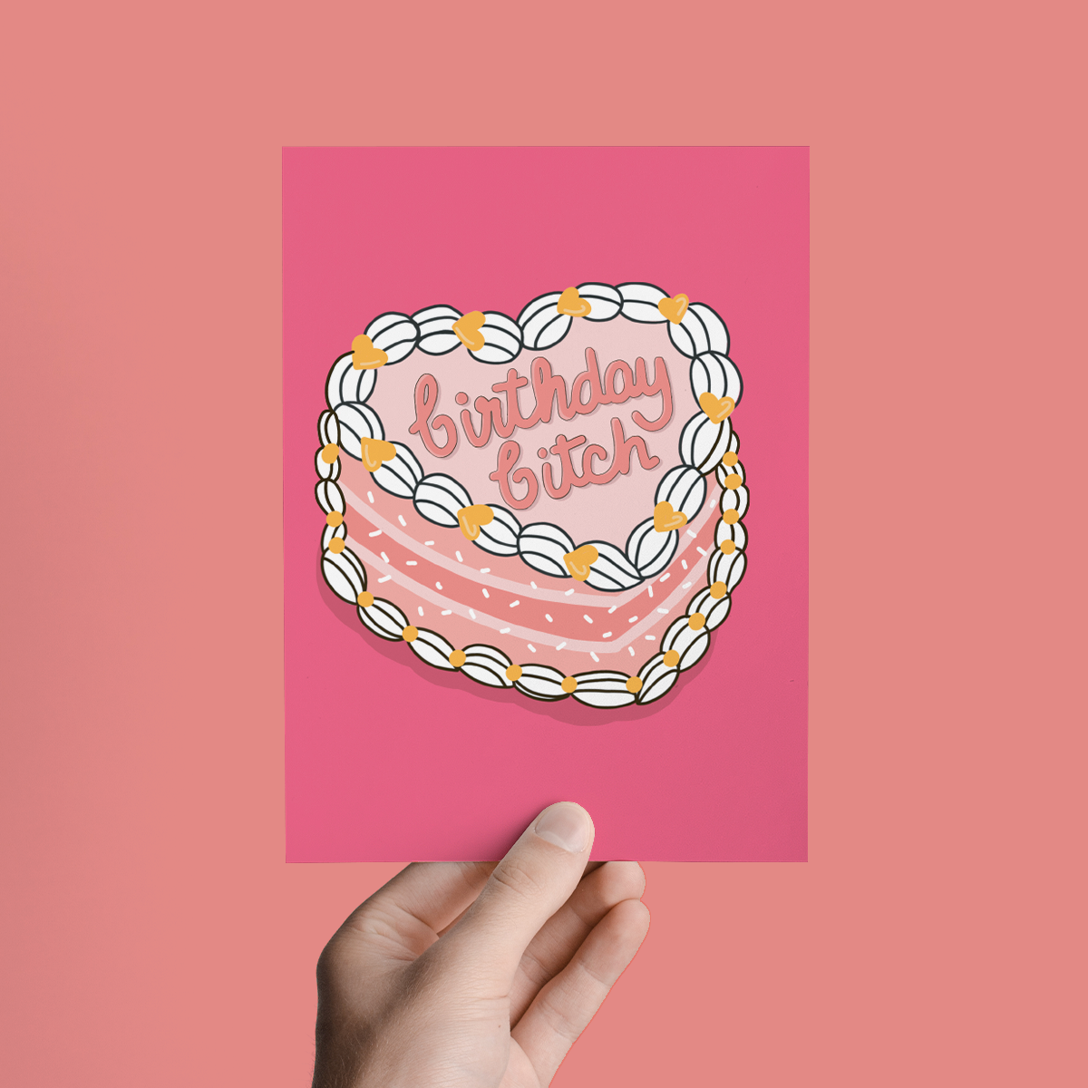 Birthday Bitch Cake with Icing, Funny Trendy Greeting Card