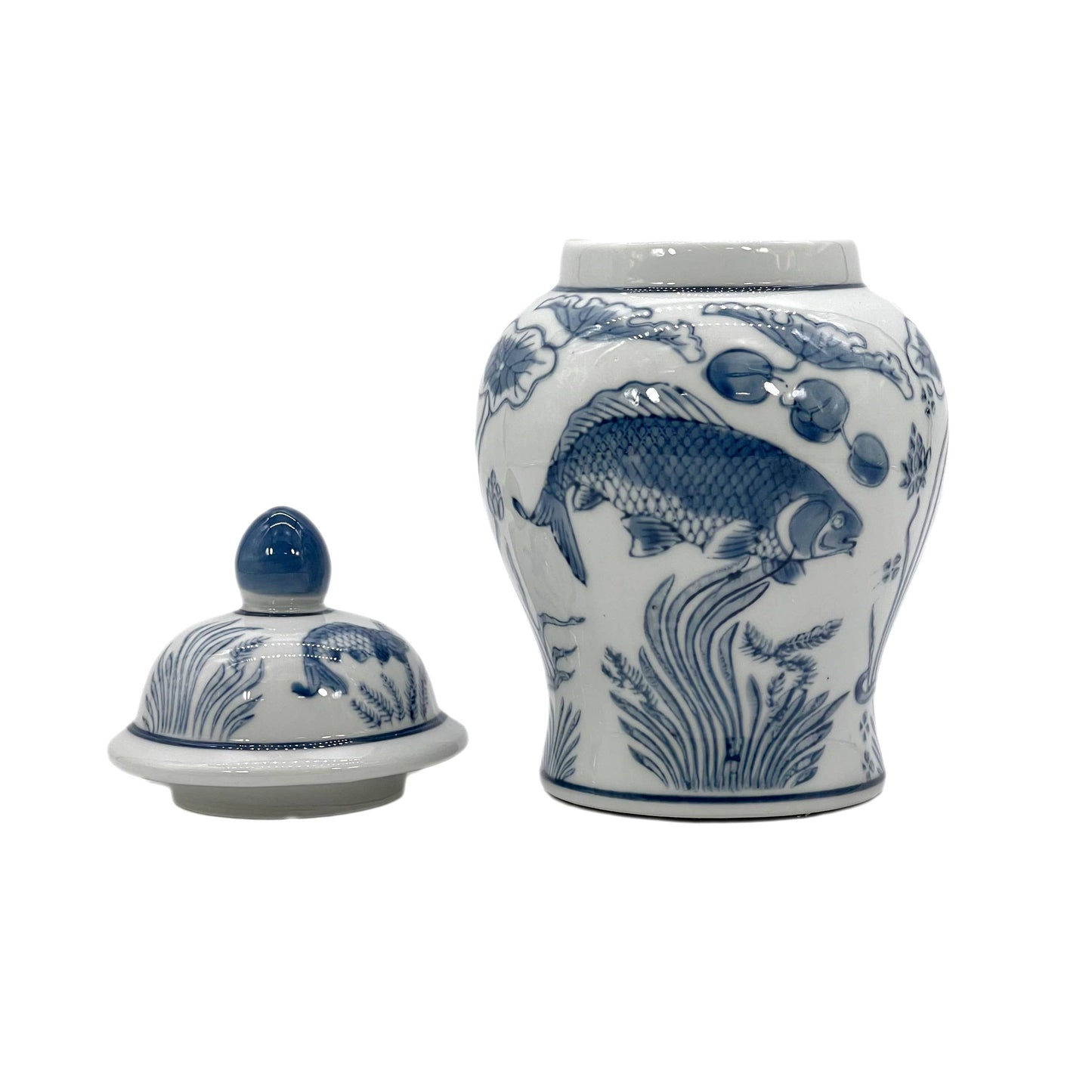 Small Chinoiserie Ceramic Decorative Tea & Ginger Jar 8"
