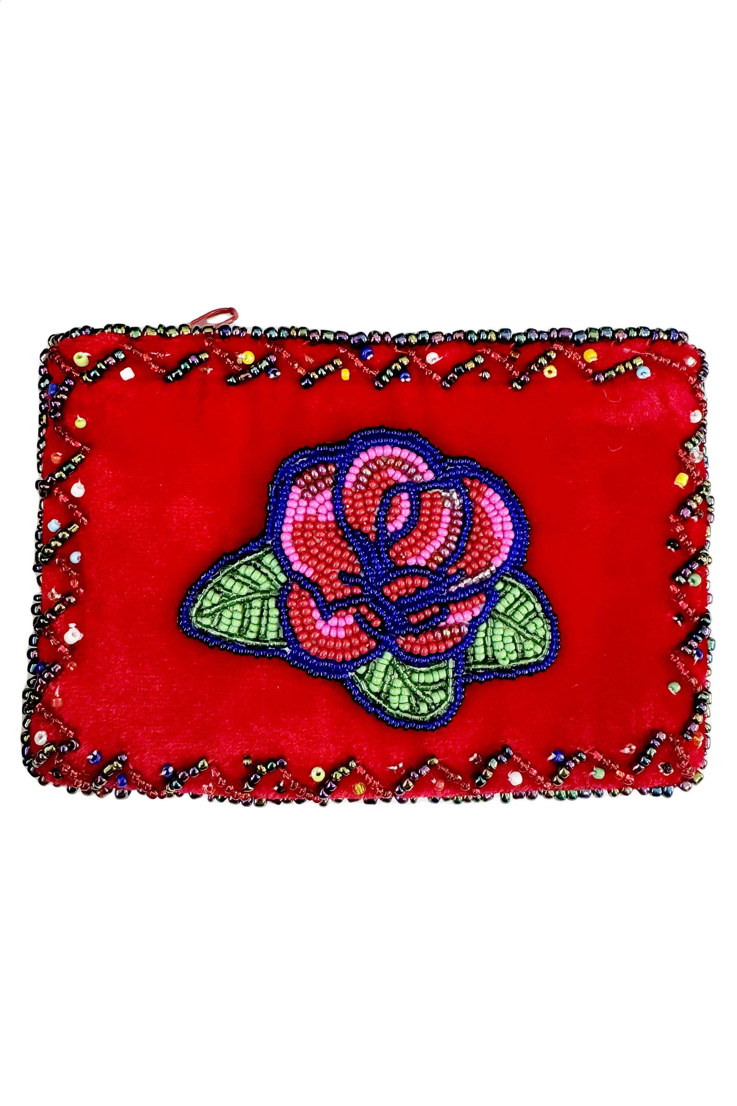 Rose Pattern Rectangle Velvet Coin Purse