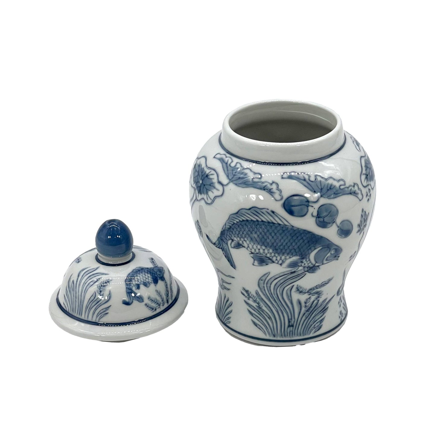 Small Chinoiserie Ceramic Decorative Tea & Ginger Jar 8"