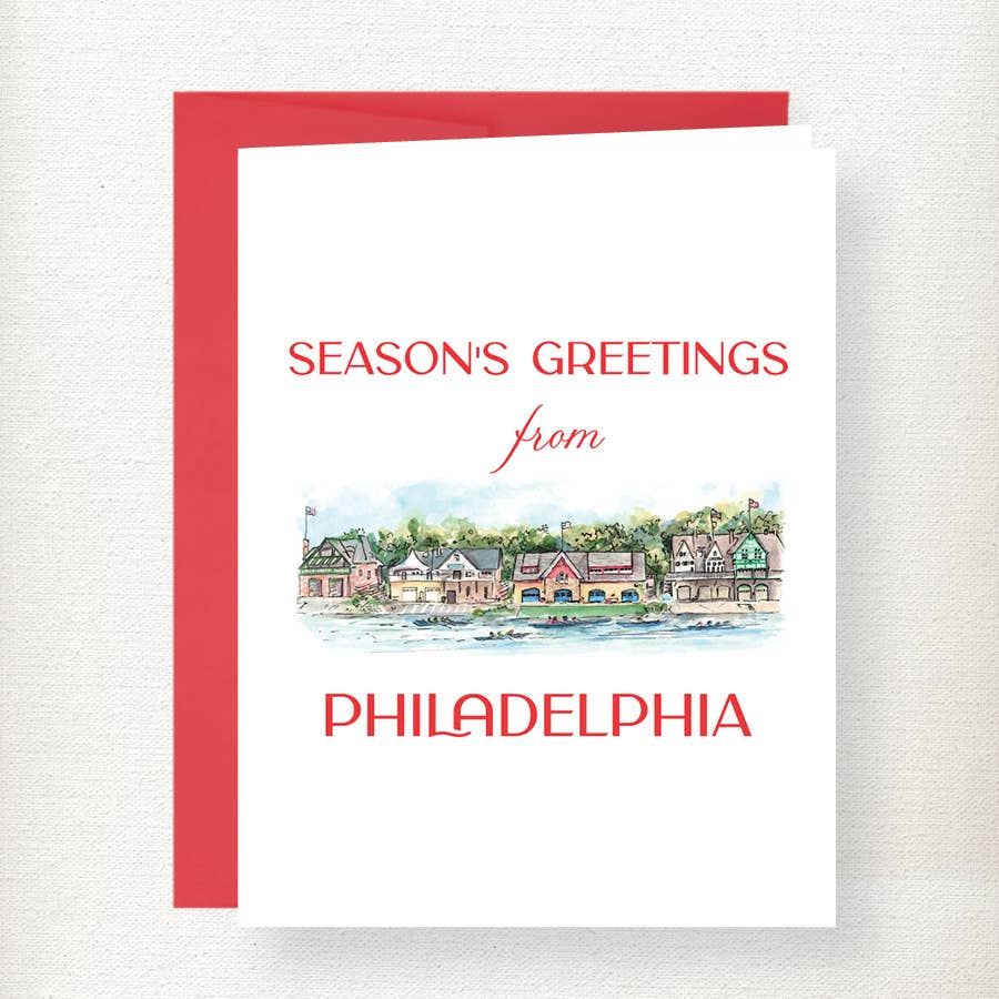 Season's Greetings- Philadelphia Boathouse Row Greeting Card