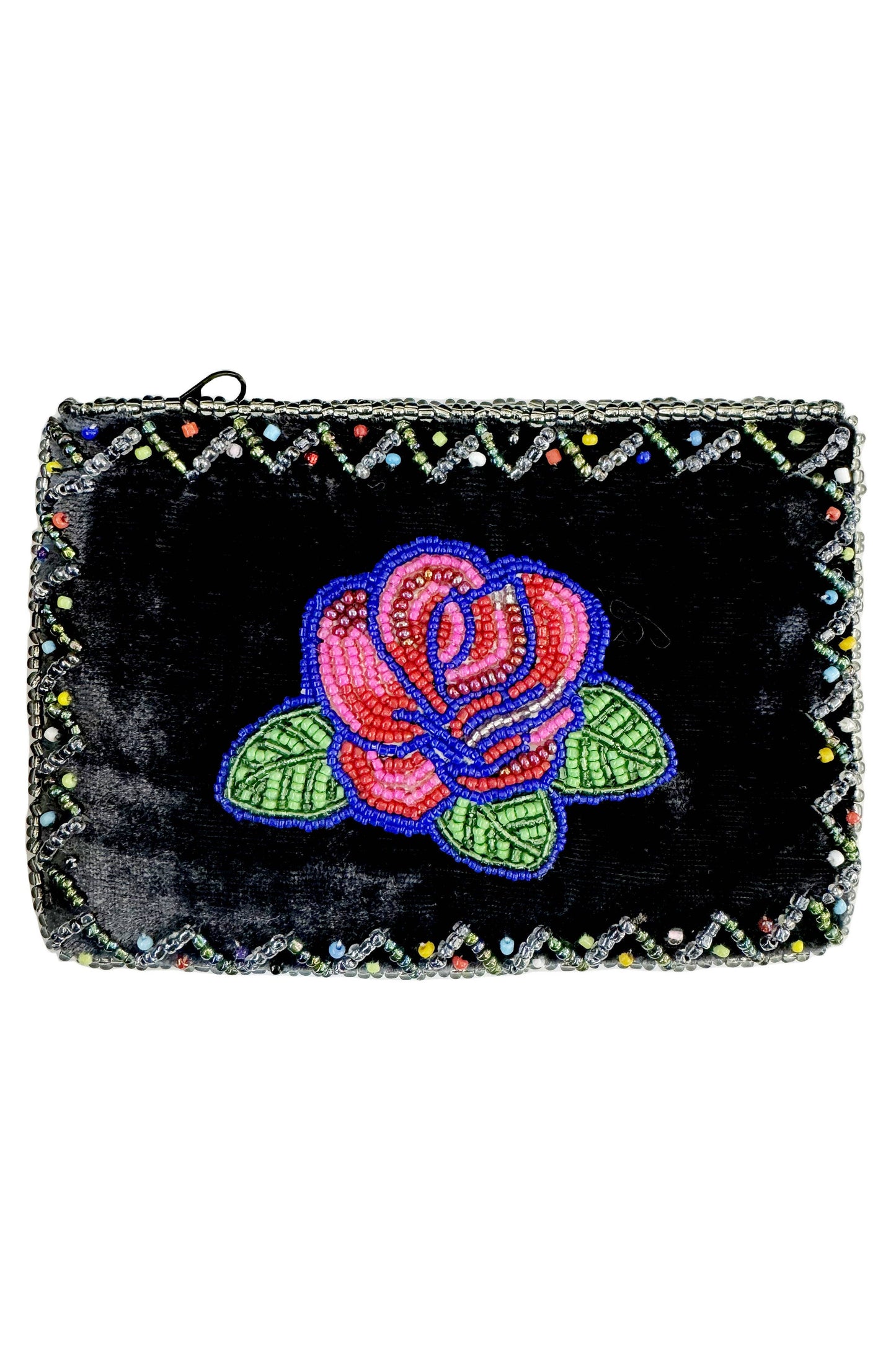 Rose Pattern Rectangle Velvet Coin Purse