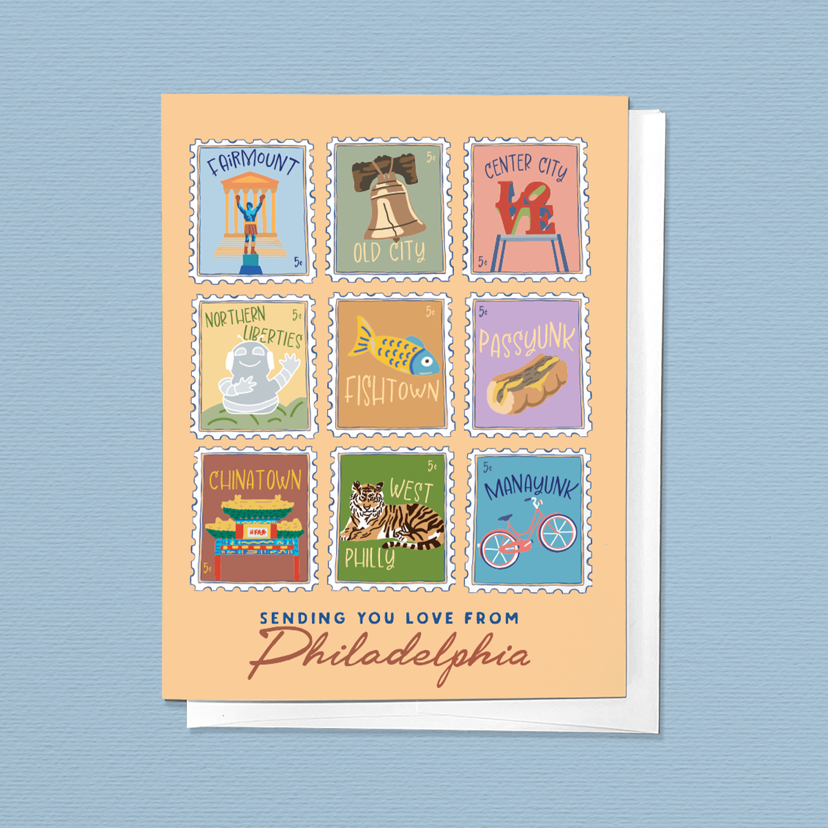 Sending You Love From Philadelphia Stamps Greeting Card