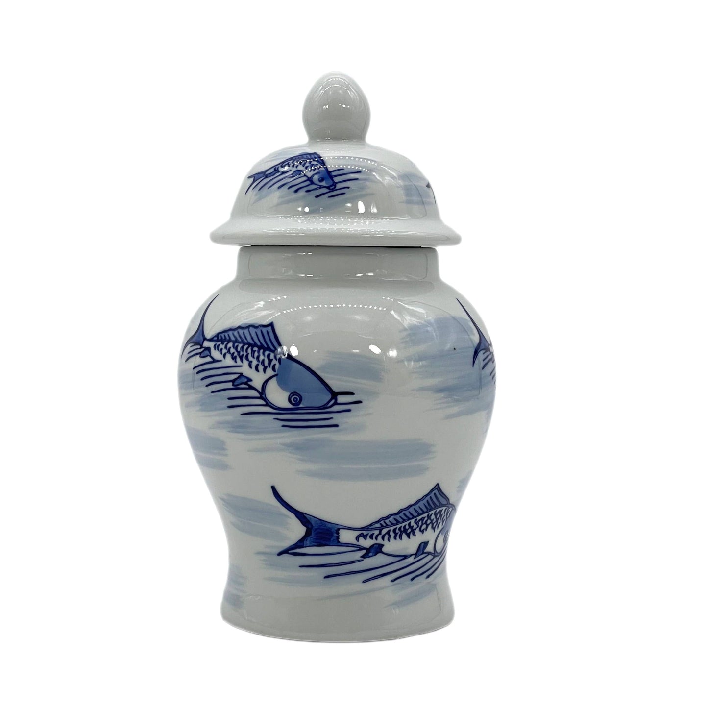 Small Chinoiserie Ceramic Decorative Tea & Ginger Jar 8"