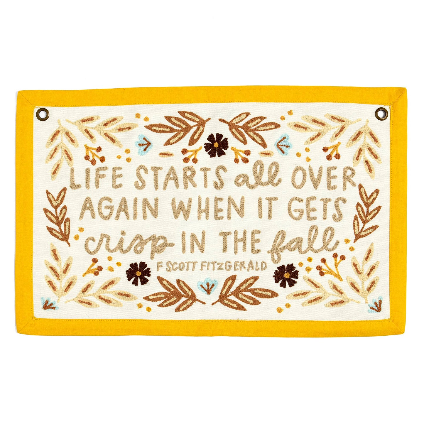 Life Starts in the Fall Embroidered Canvas Banner