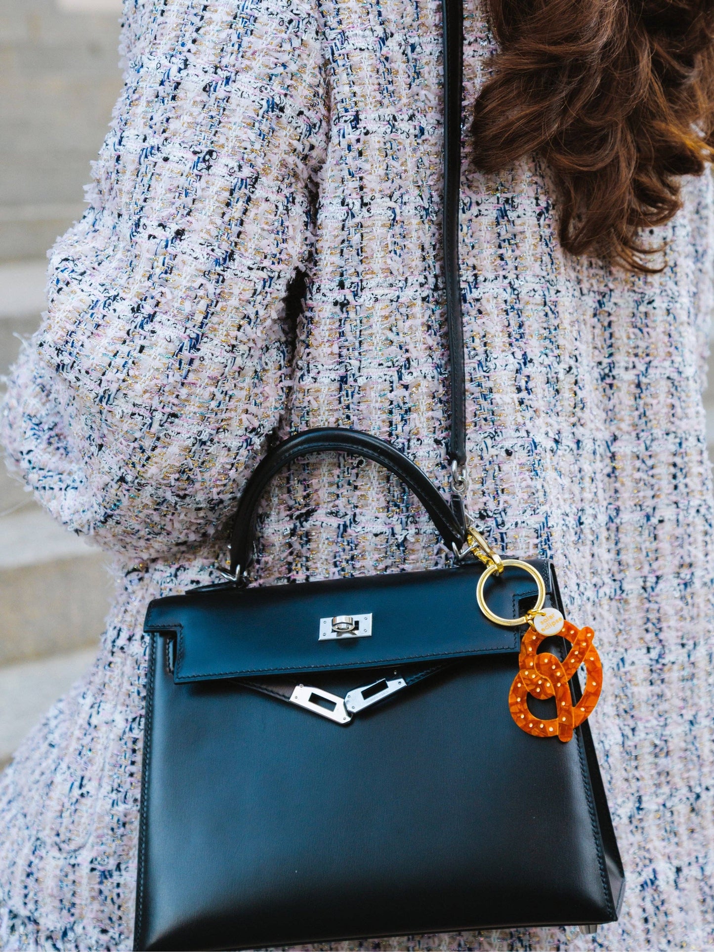 Hand-painted Pretzel Bag Charm & Keychain | Eco-Friendly