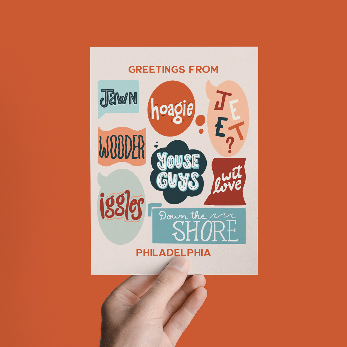 Greetings from Philadelphia Slang and Sayings Greeting Card