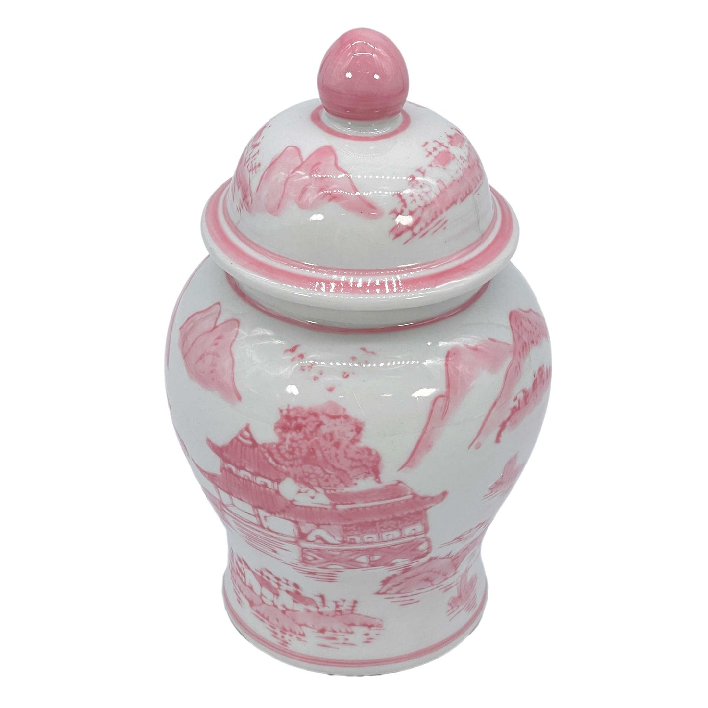 Small Chinoiserie Ceramic Decorative Tea & Ginger Jar 8"