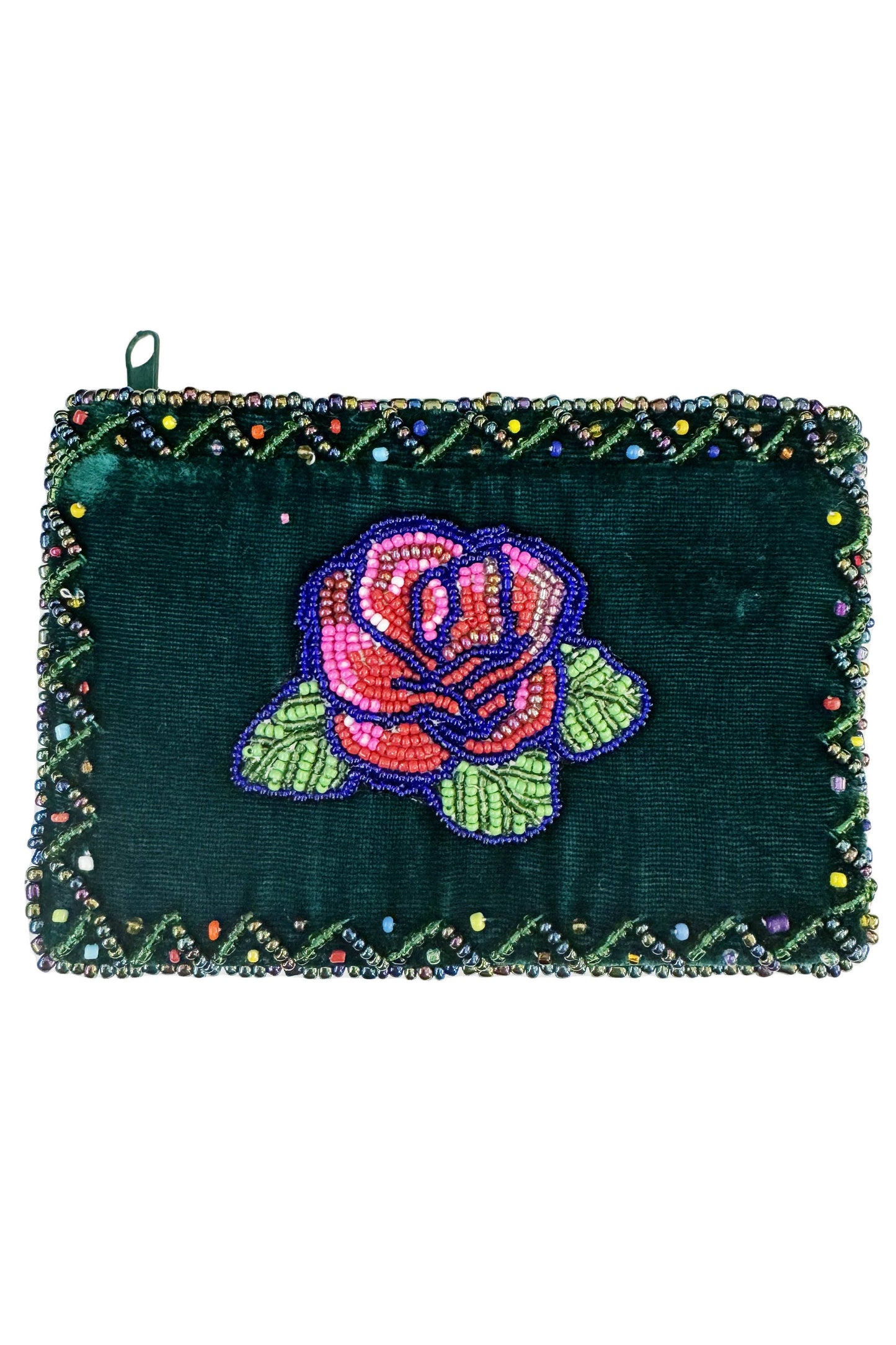 Rose Pattern Rectangle Velvet Coin Purse