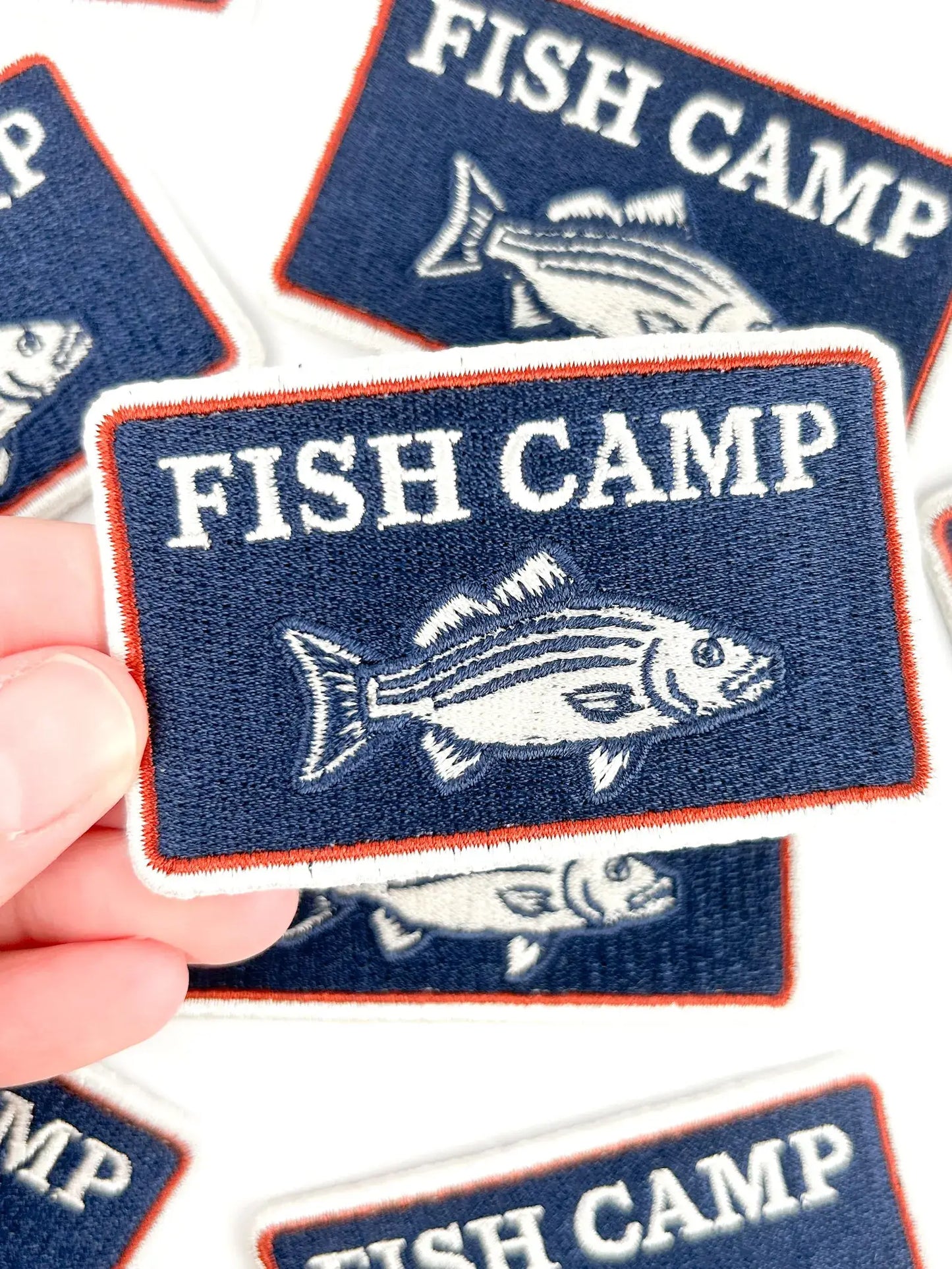 Fish Camp Patch β Embroidered Iron On Coastal Outdoors Lake