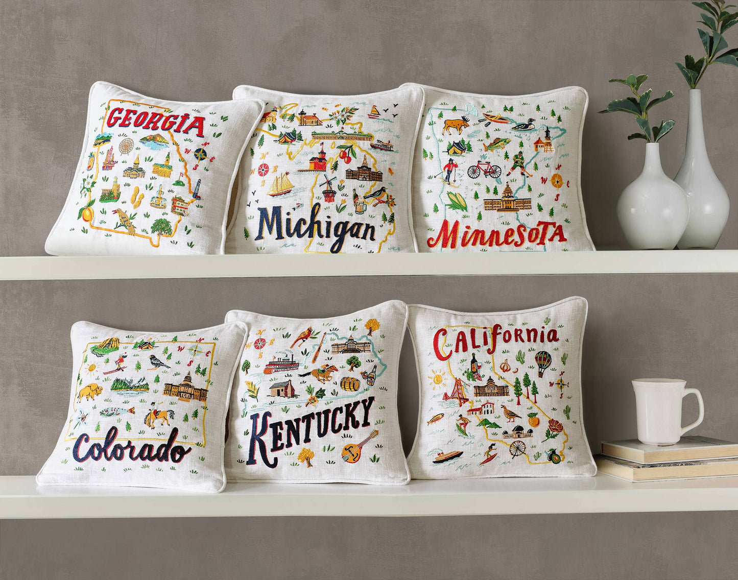 Pennsylvania Embroidered Pillow - Angela Staehling