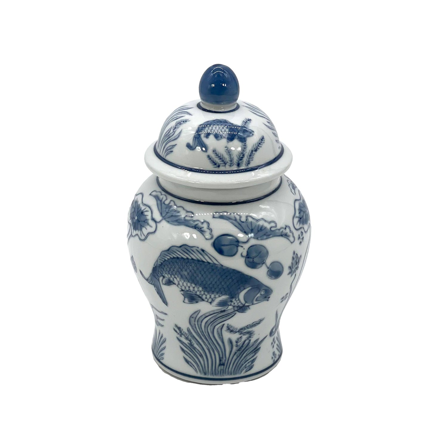 Small Chinoiserie Ceramic Decorative Tea & Ginger Jar 8"